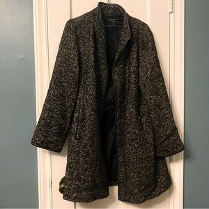 Eileen Fisher wool and leather trim coat